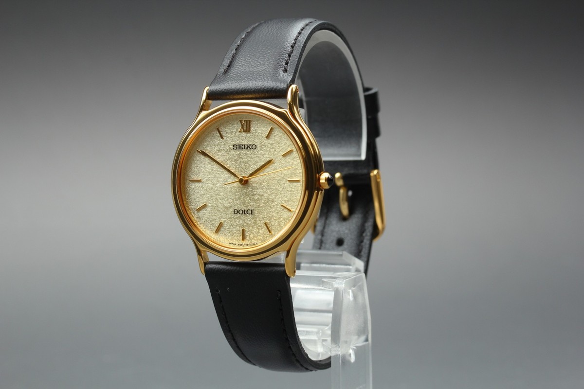 Vintage 2002 Seiko Dolce 5E61-0A70 Gold Roman HAQ Quartz Mens 