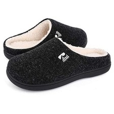 Men's Sherpa Lined Memory Foam Clog Slipper 11-12 Black