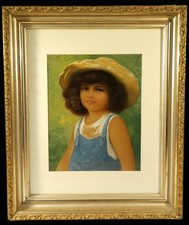 Vintage 'Young Girl With Straw Hat' Robert N. Cross Signed Original Watercolor