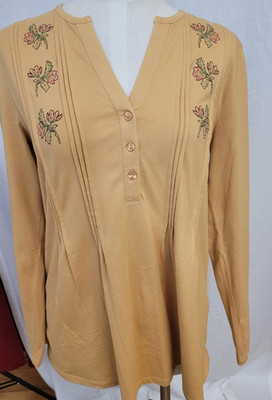 Chadwicks Size small -embroidery -Harvest Gold Colored -pull over top !