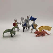 Safari LTD Fantasy Lot of 5  Knights Horse Dragons 2" Miniature Plastic