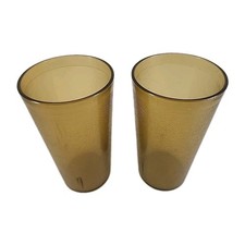 Vintage Amber Pebbled SYSCO Plastic 16 oz. Restaurant Tumblers/Cups Set of (2)