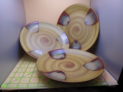 Stoneware Sango Splash #4951 Brown Drip Glaze Small Plates - Set of 3 - 8.25''