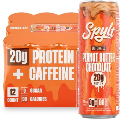 Spylt High Protein Peanut Butter Chocolate Milk with 60mg Caffeine & 20g Prot...