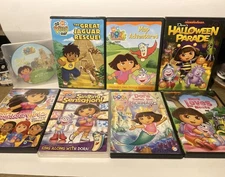 Dora The Explorer 8 DVD Lot - Nick Jr Nickelodeon Go Diego Go! One Missing Case