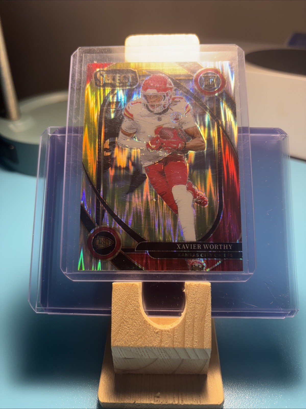 2024 Panini Select - Club Level Xavier Worthy #224 Red & Yellow Shock Prizm (RC)