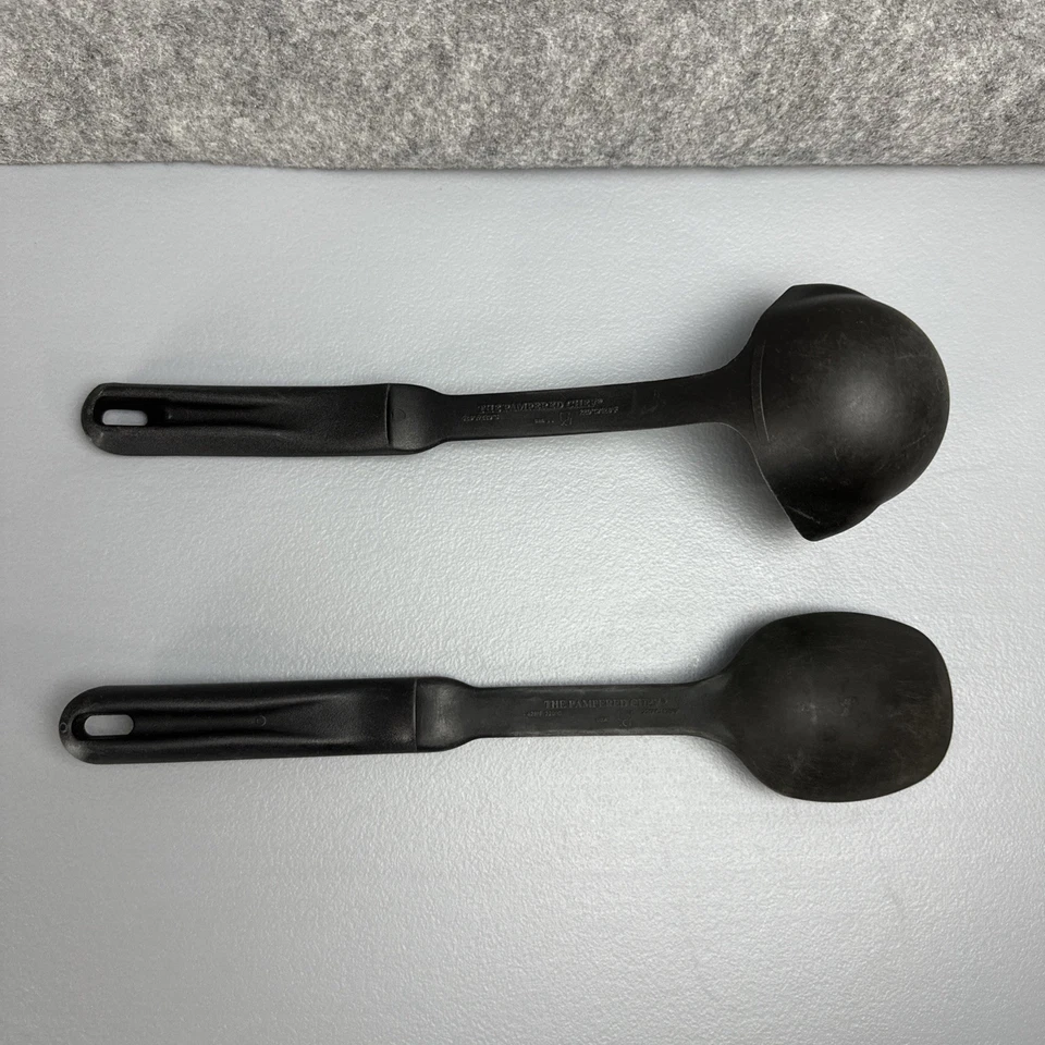 Pampered Chef SET 2 ~Black Nylon Utensils Serving Ladle & Spoon Resistant 425° - Image 4 of 4