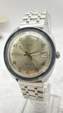 Vintage Timex Electric Men's Watch w/Date Indicator Working Silver Tone