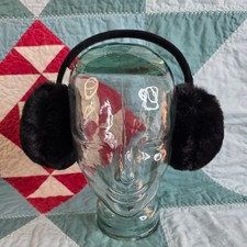Black Faux Fur Winter Earmuffs Warm Cold Weather Accessory Fuzzy SOFT