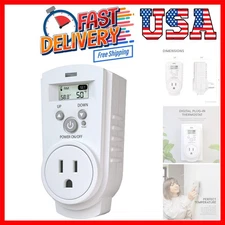 Digital Plug in Thermostat - Programmable Thermostat with LCD Screen, Tempera...