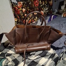 CELINE Paris Drummed Leather Luggage Tote Handbag