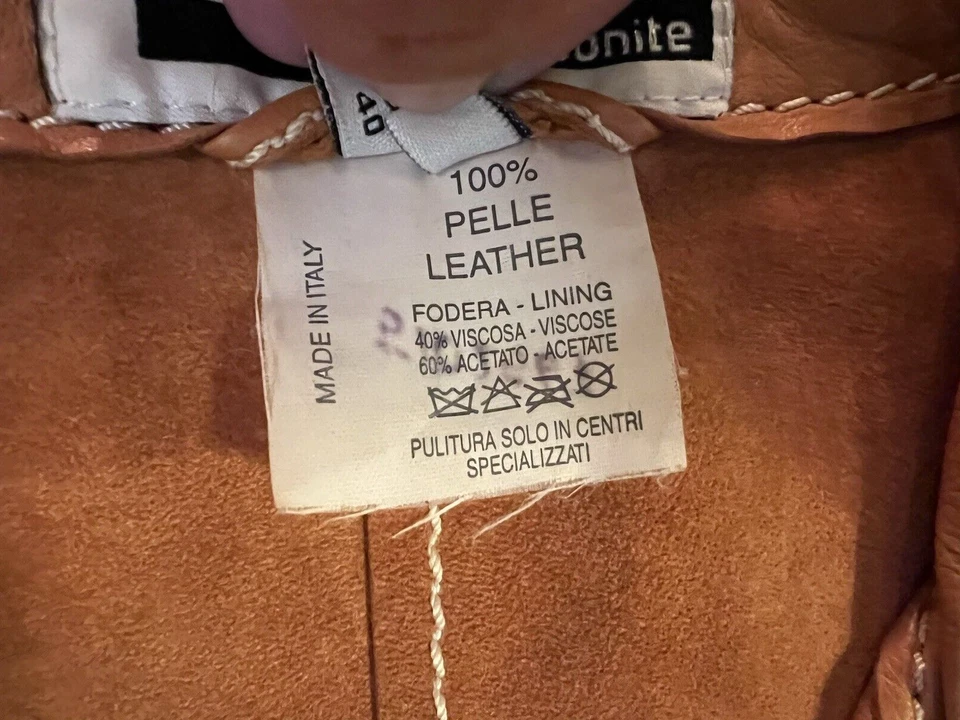 HERMOSA CHAQUETA DE CUERO VINTAGE DE COLECCIÓN Samsonite para mujer talla 10 de EE. UU. Hecha en Italia Foto 4 de 4