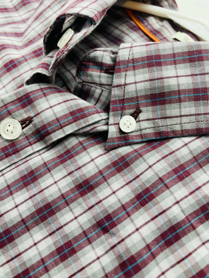 DOCKERS Shirt Men's Size S Gray Purple Plaid Classic Fit Button Down Long Sleeve - Image 3 of 4