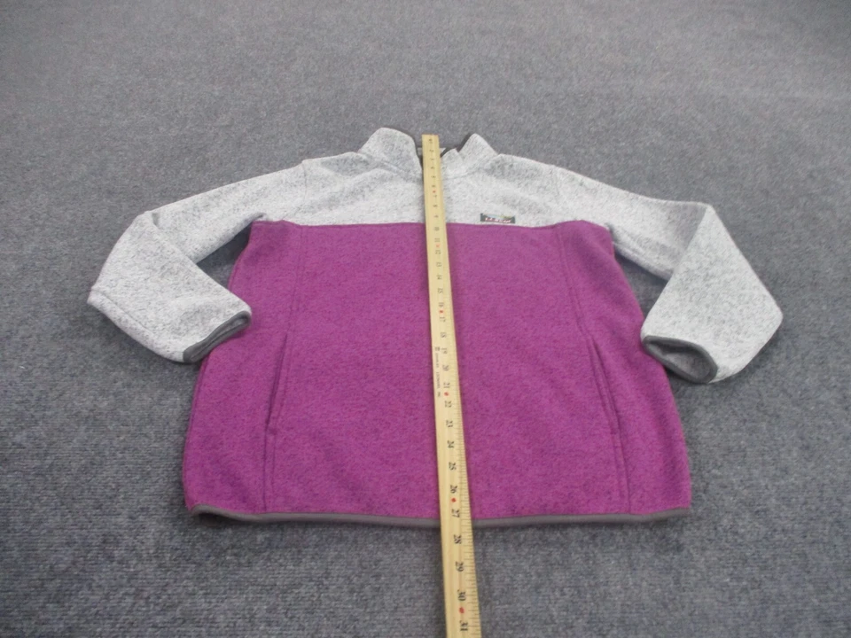 LL Bean Chaqueta Niñas XL 18 Gris Púrpura T Snap Polar Pullover Suéter Logo Juvenil Foto 3 de 4