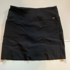 SC & Co Women Skort Skirt Solid Black Tummy Control Pockets Lg 18.5" Length