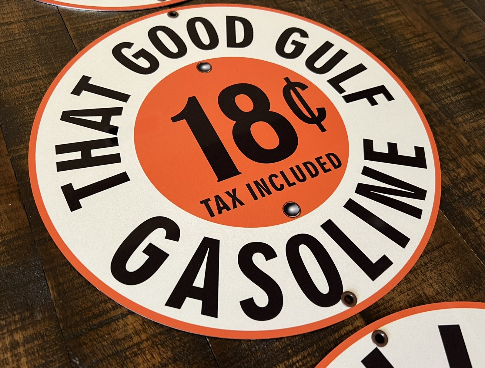 Gulf Gasoline With Prices advertising sign oil gas 3 Piece No Nox | eBay