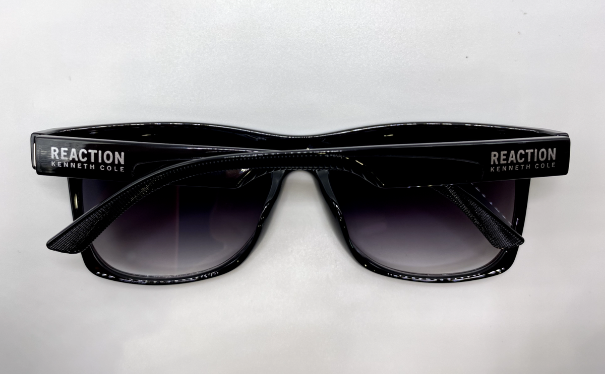Kenneth Cole Reaction Sunglasses Black Oversized Frame NEW w/ Pouch 57-17-135 Kenneth Cole Reaction Mens S. Black Rectangle Wrap Plastic  main image 3