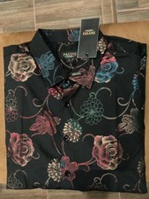 Button Down Shirt Men Gradient Fashion Casual Black Long Sleeve Party T Dress Up