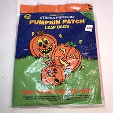 Sun Hill Halloween Stuff-A-Pumpkin Pumpkin Patch Leaf Bags Vintage NOS NIP 1992