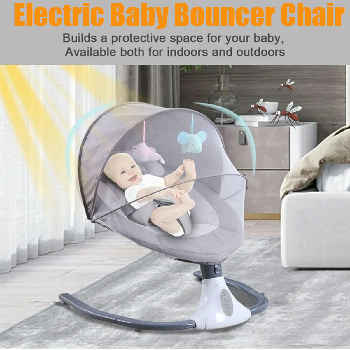 Infant Bouncer Chair W/remote Control&mosquito Net