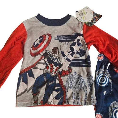 Marvel Avengers Captain America Little Boys 2 Pc Fleece Pajama Set NWT Size 4 - Picture 2 of 6