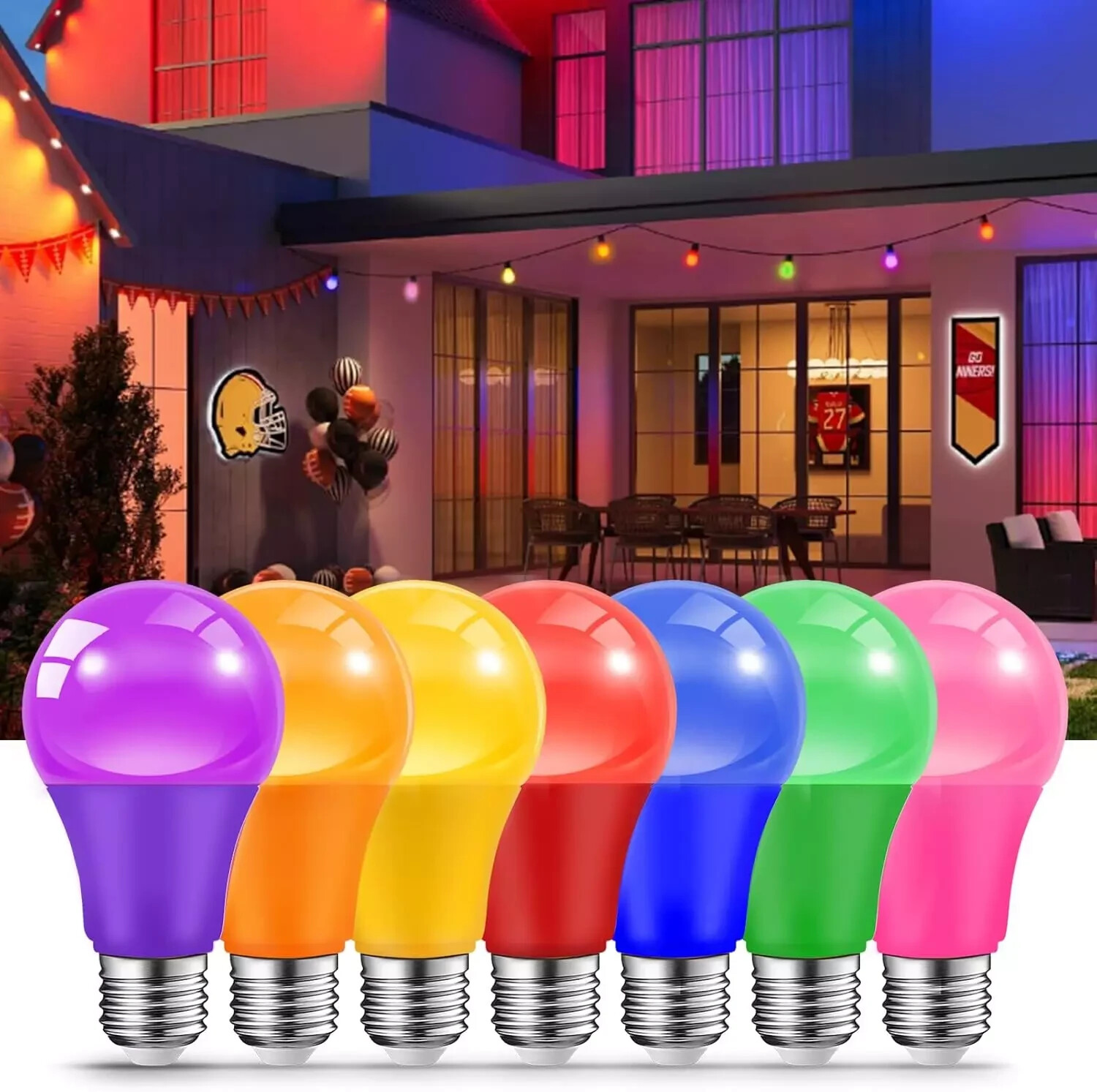 Orange Light Bulbs for Outdoor Porch, 9W(60W Equivalent) E26 Base LED Orange Bul