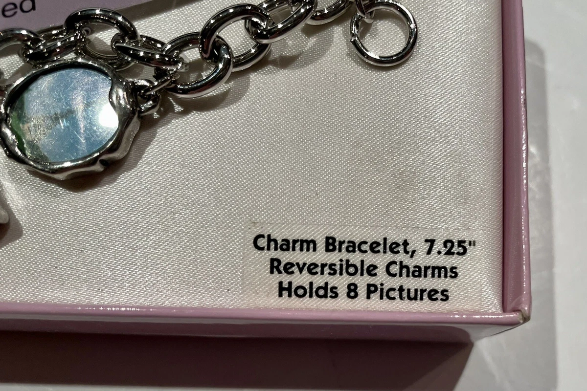 Memory Maker Photo Bracelet Silver Tone Picture Frame Charms 7.25