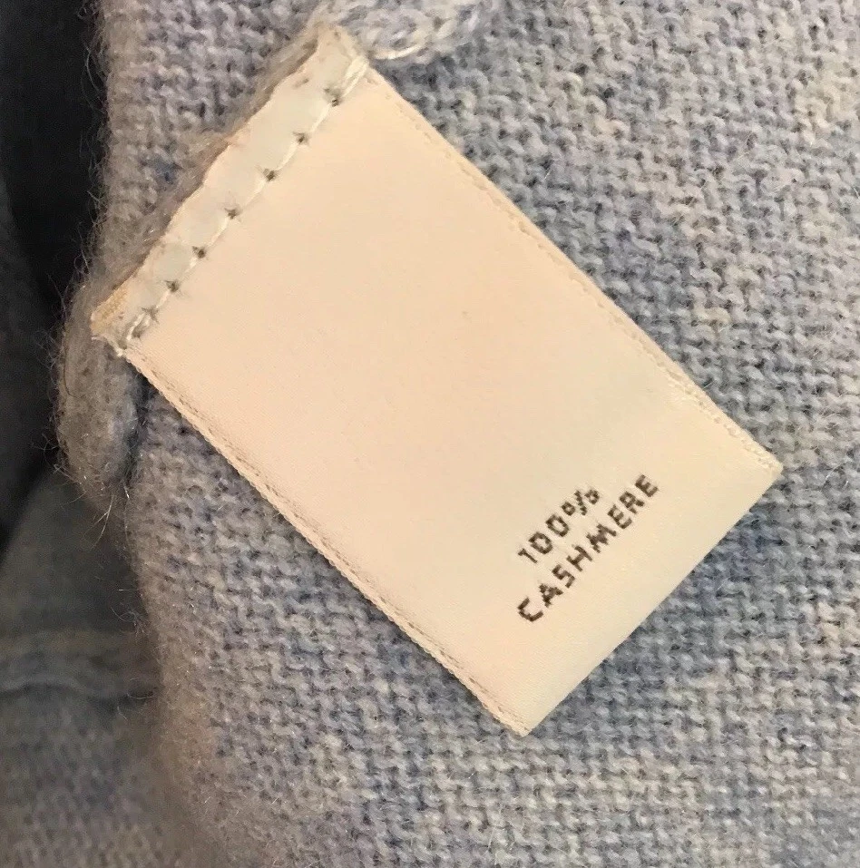 Nieman Marcus Cloud Cashmere Sweater Baby Blue Gray Trim  Half Zip Size XLarge - Image 3 of 4