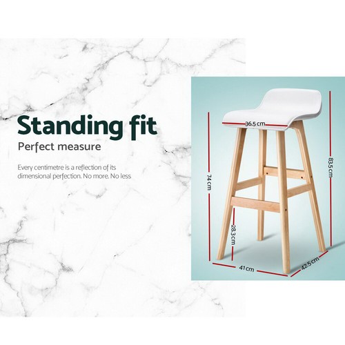 Artiss 2x Bar Stools Kitchen Dining Chairs Wooden Counter Stool White - Picture 4 of 8