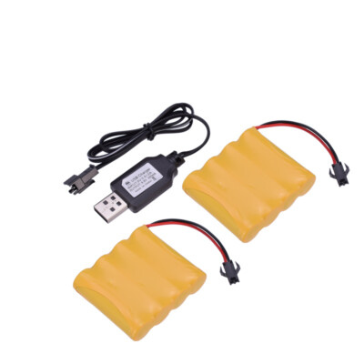 2pcs 4.8V 700mAh Ni-Cd AA Battery Pack Rechargeable For RC Car Toys SM-2P Plug