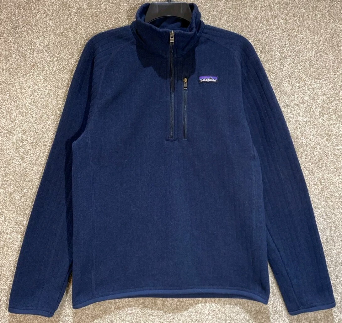 Patagonia Men's Better Sweater Rib Knit 1/4 Zip Navy Blue Jacket Sz Small 25300