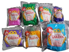 7 New Sealed Vtg Y2K 1999 McDonalds Happy Meal Toy Tarzan Jane Tantor Clayton