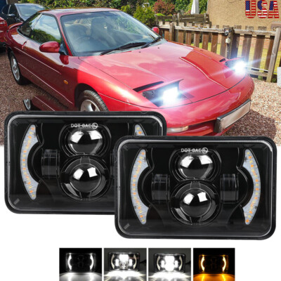 2x Fit Ford Probe 1993 -1997 4x6'' Inch LED Headlights DRL Hi/Lo Sealed Beam Lamp