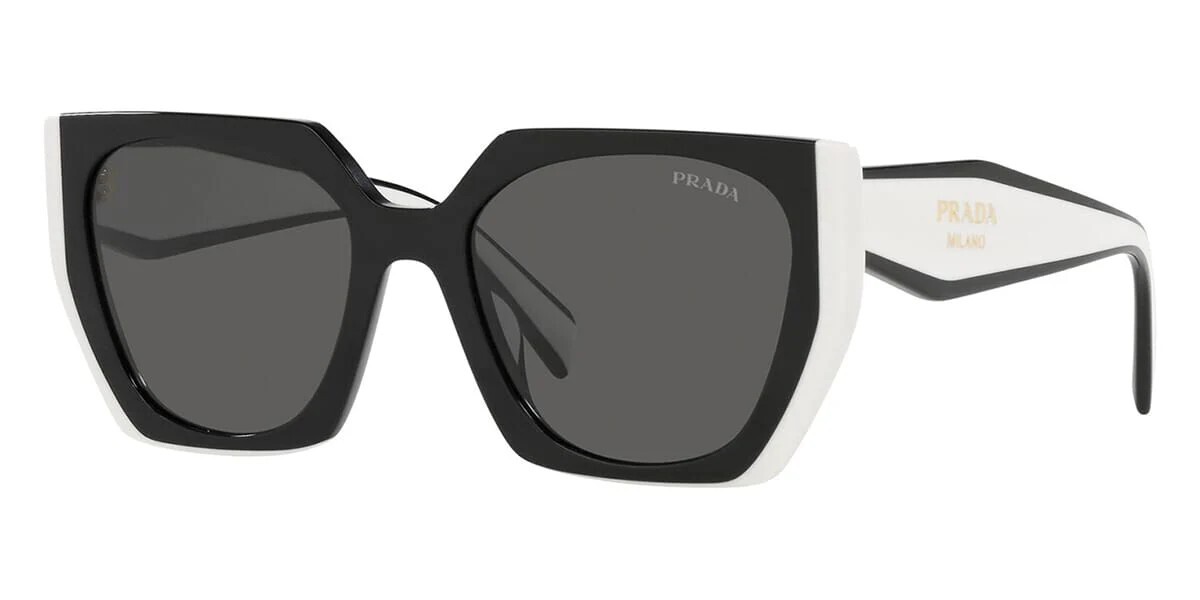 PRADA PR15WS 09Q5S0 Black White Dark Grey Women's Sunglasses New