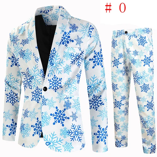 Mens Christmas Blazer Festive Coat Print Suits Jacket Xmas Party Jacket Costumes - Picture 53 of 54