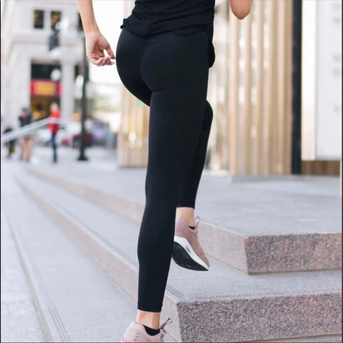 Zyia Active Brilliant Scrunchy Black Leggings ruched Butt Size 6-8