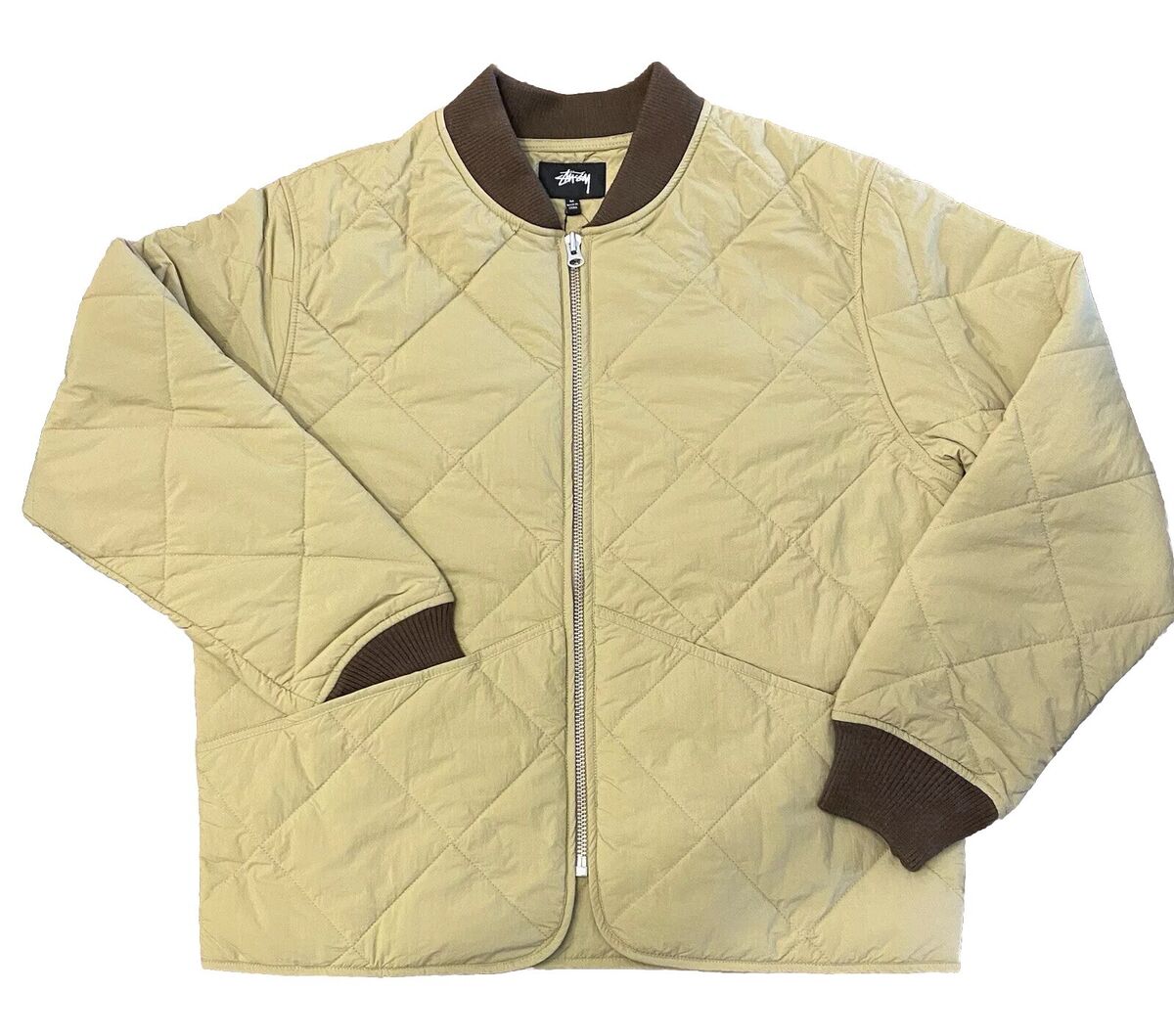 Stussy 8 Ball Quilted Liner Jacket Olive Green, Size M Stussy 8 Ball Quilted Liner Jacket Olive Green, Size M