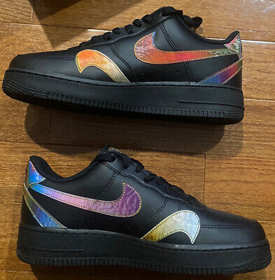 NIKE AIR FORCE 1 07 LV8 MISPLACED SWOOSHES BLACK-MULTI SZ 9