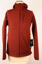 SALEWA Puez Polarlite Women's Hooded Softshell Jacket Dark Red Sz 16