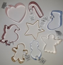 8 Stainless Steel Metal Enamel Coat Standard Christmas Cookie Cutters Set Lot