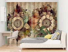 3D Vintage Flower ZHUA4251 Photo Curtain Window Blockout Fabric Amy 2023