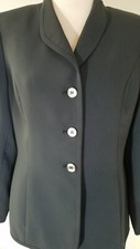 Kasper Blazer Suit Jacket Ladies Sz 10 Petite Black Button Front Pleated 3165