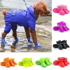 4pcs/set Puppy Waterproof Silicone Warm Pet Dog Shoes Anti-slip Rain Rubber Boot