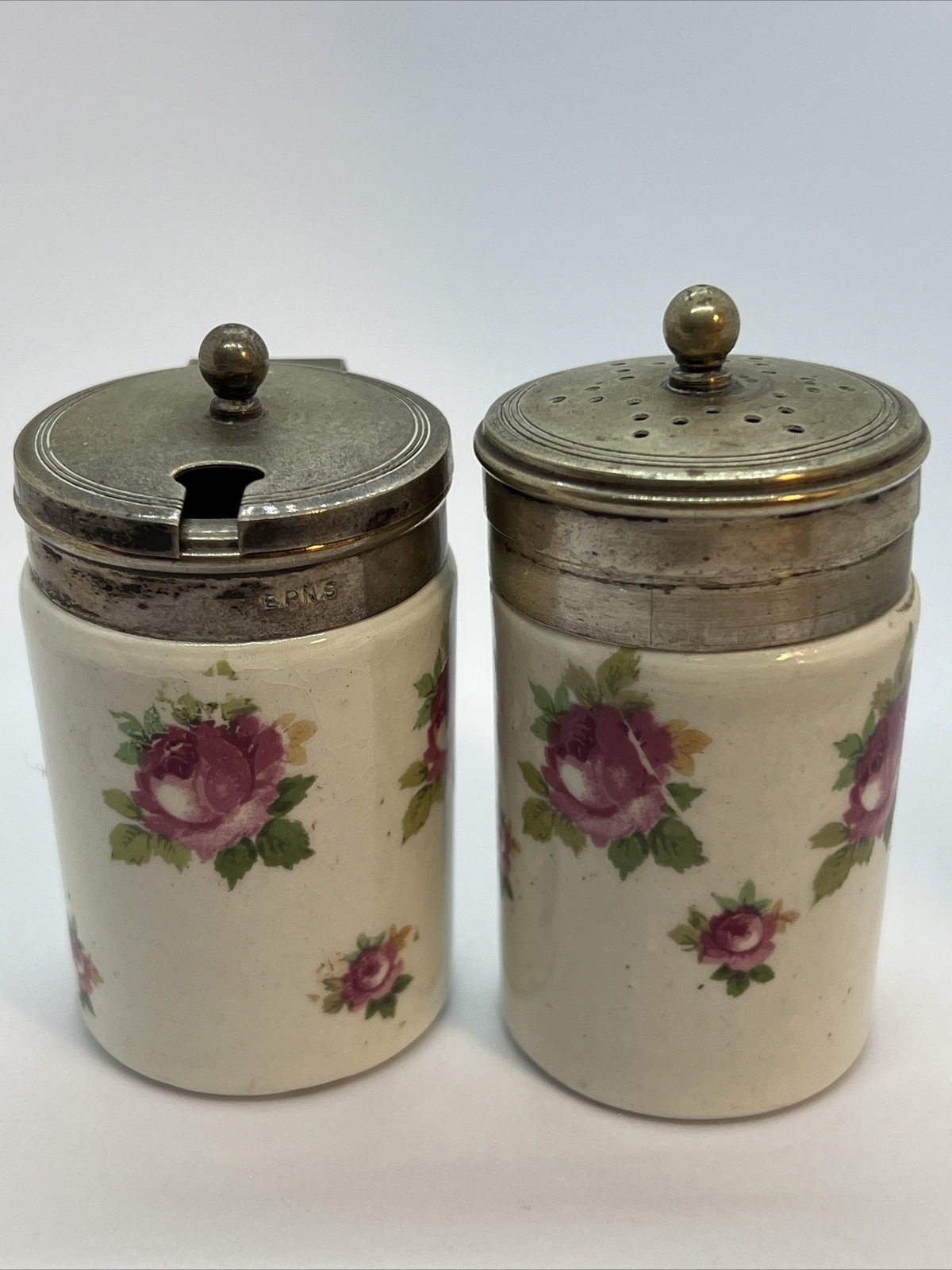 Salt And Pepper Cruet EPNS Vintage Silver Design Set Ware Set Shakers Floral