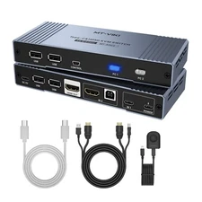 2x1 2-Port - 4K@60Hz -  HDMI + USB-C (Type C) KVM Switch with Cables