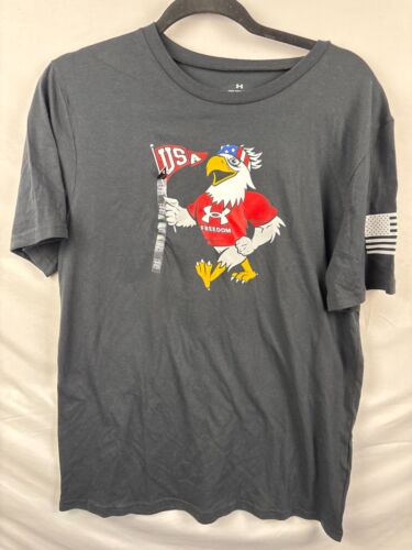 Under Armour Youth Boys Black T Shirt Freedom USA Eagle Short Sleeve Size XL NWT