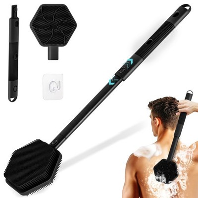 Silicone Back Scrubber for Shower, 16''-21''Extendable Shower Back Scrubber w...