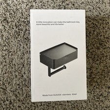 Black Bath Toilet Paper Roll Holder with Phone Shelf Wipes Storage Wall Mounted