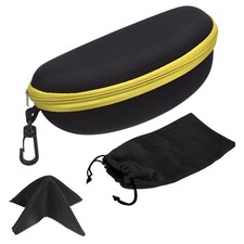 Hard Shell Eyeglasses Case Large Zip Sunglasses Case for Glasses Black/Yellow