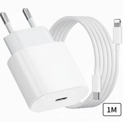 Chargeur rapide USB-C PD 20 W avec câble 1 m pour iPhone Xr/11/12/13 - Photo 1/2